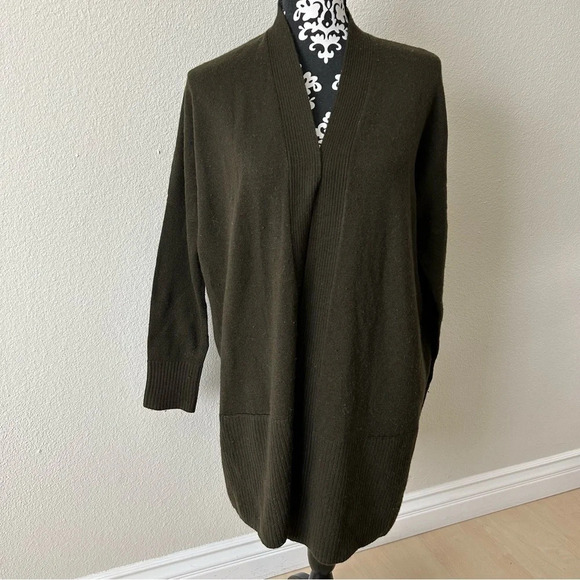 Vince Sweater Women deep forest Green open Cardigan Cashmere Wool xs oversized - Picture 1 of 8